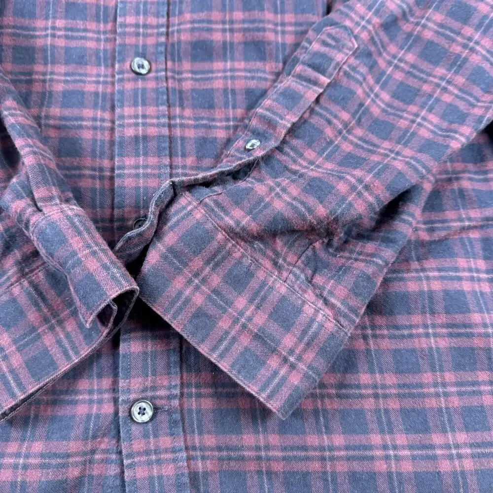 Vince Shirt Mens Size 2XL Red Plaid Flannel Classic Fit Long Sleeve Button Up